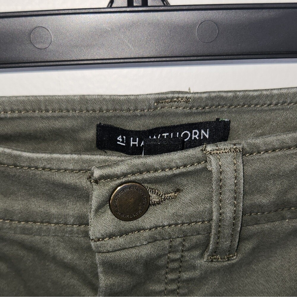 41Hawthorn Women's Green Skinny Twill Pants Size 12 Stretch Pockets Flat Front - Picture 2 of 10